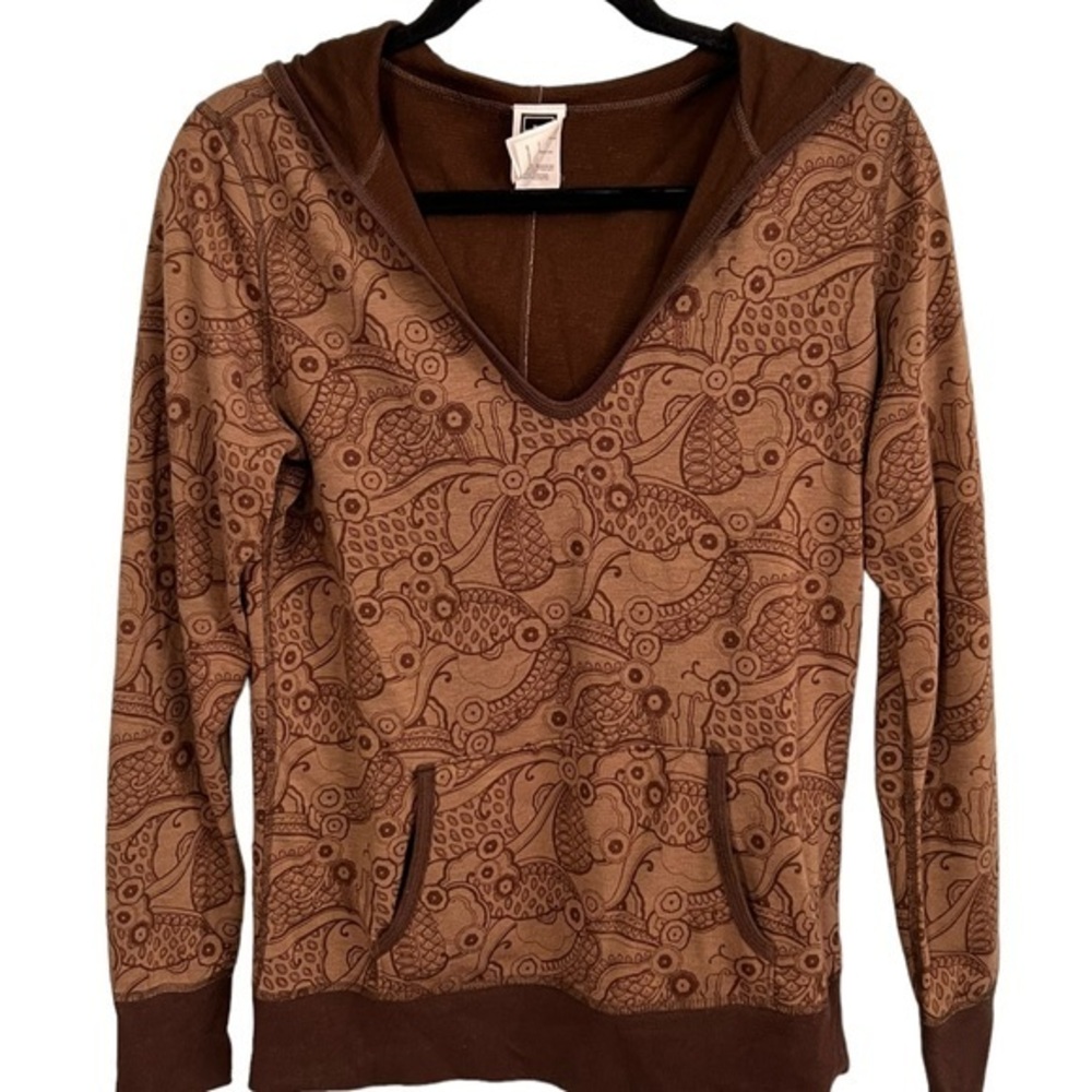 The North face Brown Floral Design Pull Over Sweater Size Medium